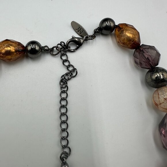 3/$30 NY Necklace Amber Color Purple Faceted Acrylic Beads Chunky Statement 18" - Picture 7 of 11
